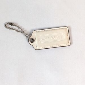 Coach Hangtag White Ivory Leather Nickel Hardware